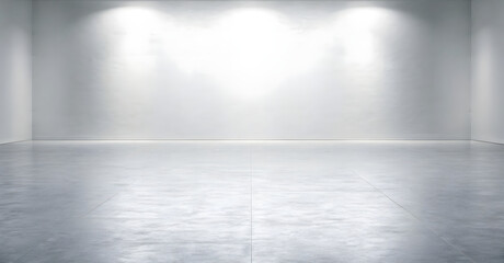 Obraz premium Empty room with a shiny gray textured metal wall illuminated by spotlights