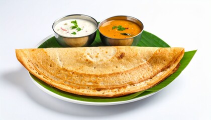Indian Crispy Masala Dosa On Banana Leaf
