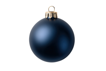 Dark navy blue Christmas ornament, spherical shape, gold-toned hanger