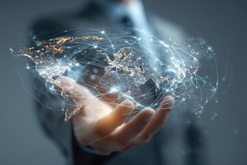 Global network in a businessman's hand