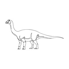 Fototapeta premium Vector line art of a long-necked herbivorous dinosaur illustration, detailed outline drawing with clean lines, prehistoric reptile profile view for coloring and education