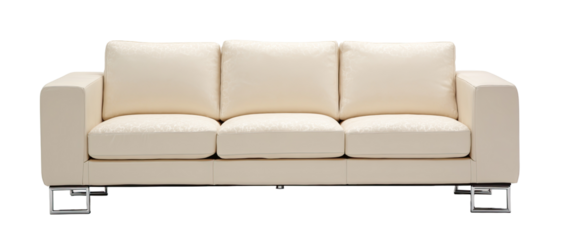 Light beige three-seater sofa with clean lines and modern legs