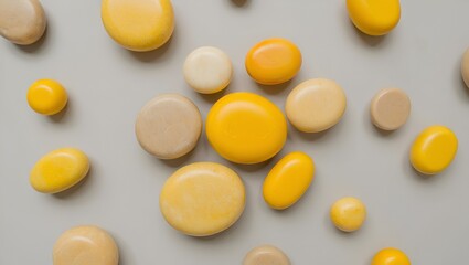 Elevated view displays soft, rounded shapes in gradating yellow hues on a neutral, calm background.