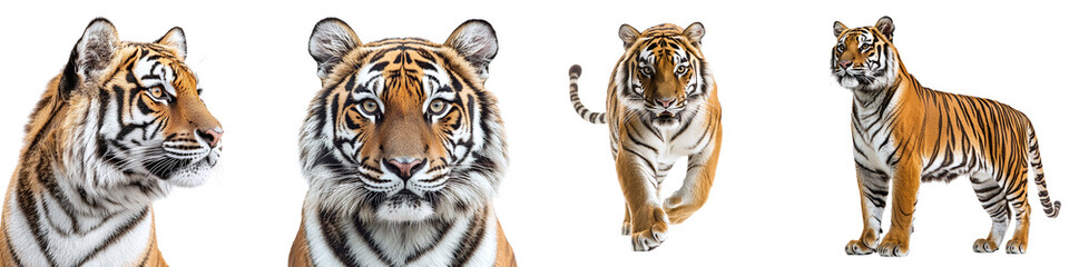 Obraz premium Tiger set isolated on transparent background PNG