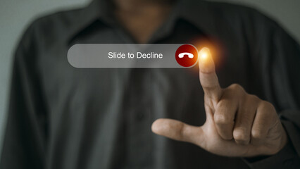 Touch screen gesture to decline incoming call on digital interface