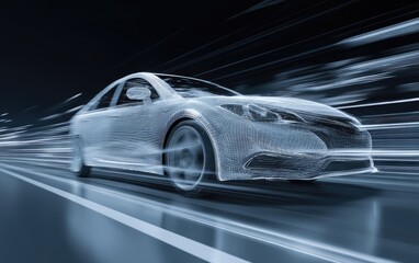 Abstract car, wireframe, motion blur