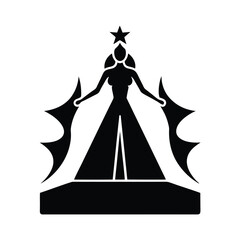 Vector art of silhouette of a beauty pageant winner in a gown and crown, isolated