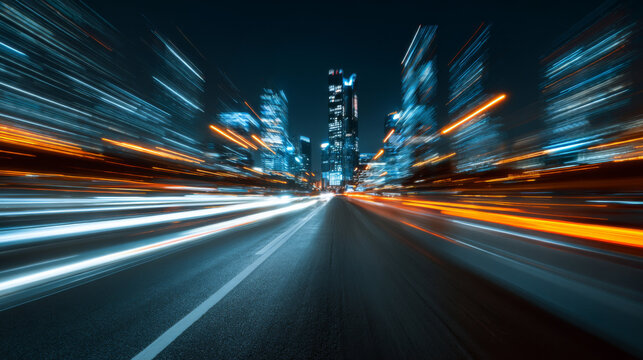 time-lapse motion blur of city lights
