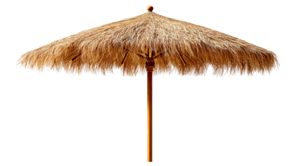 Straw beach umbrella design element PNG
