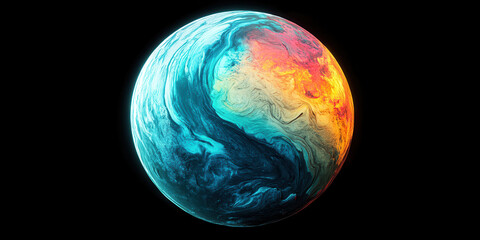 Abstract Colorful Planet, Vibrant Celestial Body