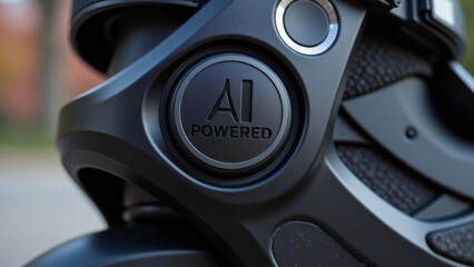 Black and silver smart rollerblade with AI powered logo on strap and modern design