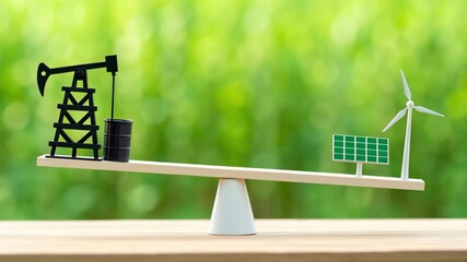 Oil price and renewable energy impact economic effect, energy security, financial market connection balanced environment and concept visually - Powered by Adobe