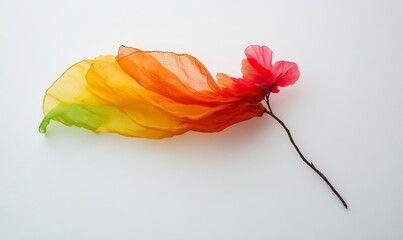 LGBTQ rainbow flag on a stick, gently waving in the wind against a white background. The image symbolizes pride, inclusion, and equality, Generative AI