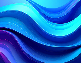 Fototapeta premium Dynamic Flowing Curves in Ocean Blue