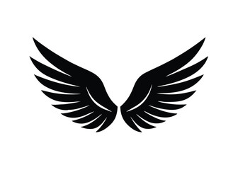 Vector art of black and graphic illustration of a pair of spread wings, isolated