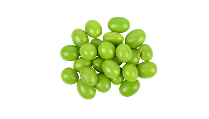 Green soybean seeds isolated on solid white background in Png form