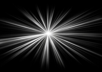Obraz premium Radiating light burst on black background