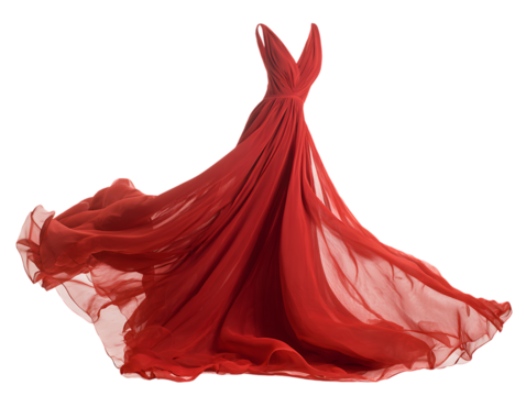 Elegant Red Chiffon ALine Dress