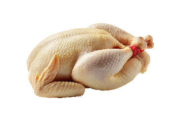 Whole raw chicken, pale yellow skin, resting flat