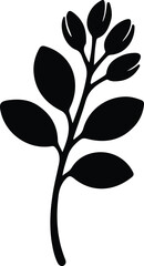 Vector Illustrator Eucalyptus branch with leaves and buds Silhouette