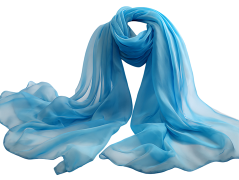 Elegant sky blue chiffon scarf draped