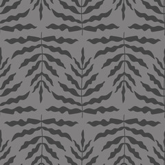 Seamless grey fern leaf pattern background. Botanical natural design for textile, wallpaper, and fabric. Elegant abstract foliage motif. Vector © Tatiana