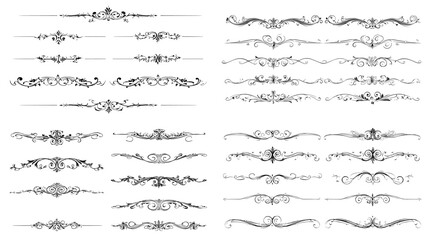 Elegant vintage dividers and borders in hand-drawn style. Perfect for invitations, certificates, packaging, and ornamental graphic design projects.