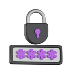 Password security lock User Interface 3D icon