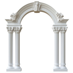 Naklejka premium Set of ancient Greek arch columns with weathered texture on transparent png background. Ai generated