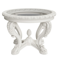 Classic baroque carved table isolated on white background.Digital illustration.3d rendering