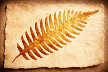 Gold fern silhouette on aged parchment