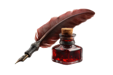 Antique quill pen and inkwell