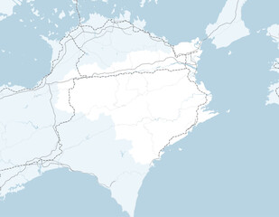 日本の徳島県と隣接する都道府県を含む、シンプルなロードマップ