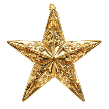  tudio shot of golden Christmas star on transparent png background. Ai generated