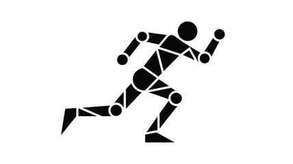 Obraz premium A stylized black silhouette of a running figure constructed from geometric shapes on a white background