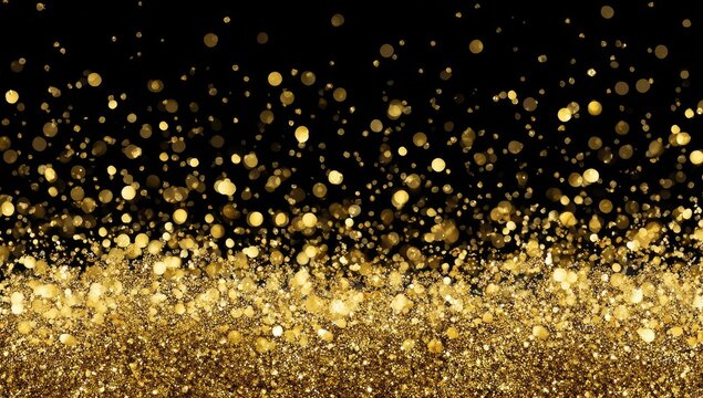 Gold glitter explosion on a black background