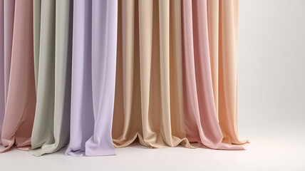 Flowing fabric drapes in pastel colors