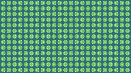 Repeating green tennis ball pattern on a dark background, creating a sporty and dynamic design.