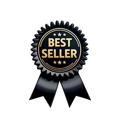 Award winning black and gold best seller badge signifies top quality and on transparent background