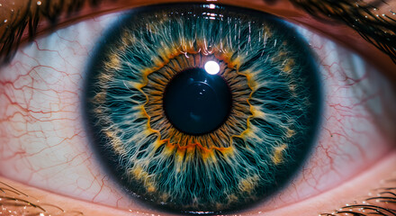 Extreme Close-Up of Human Eye with Amethyst Purple Iris