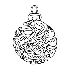 Christmas ball ornament one line art drawing 