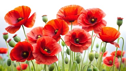 Obraz premium Vibrant red poppies in full bloom