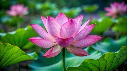 Fototapeta premium Pink lotus flower blooming in a tranquil pond