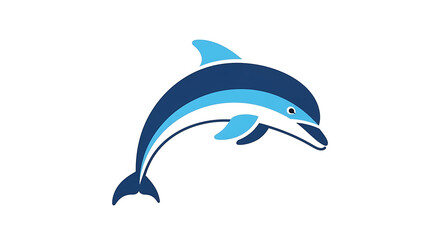 Naklejka premium Cartoon dolphin jumping out of water isolated on white background, a playful marine mammal illustration for children