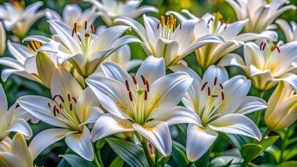 Fototapeta premium Field of white lilies in bloom