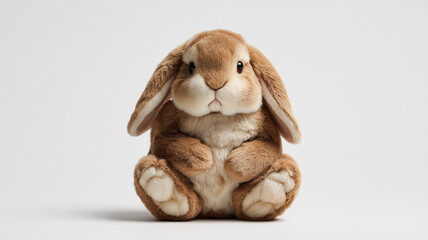 Brown rabbit sitting with paws crossed
