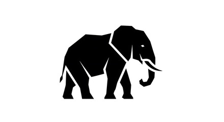 Fototapeta premium Elephant silhouette standing isolated on white background, a majestic creature of the african savanna with its iconic trunk and tusks