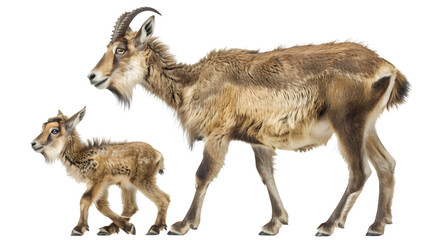 Fototapeta premium Majestic ibex mother and playful kid showcasing natural wildlife beauty and gentle family bonds