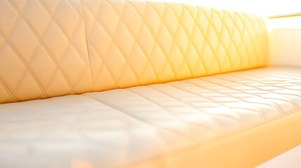 Obraz premium Close up view of a quilted yellow sofa cushion