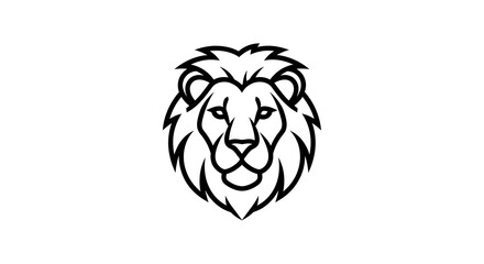 A bold lion head outline, a symbol of strength and power, isolated on white background for versatile design applications